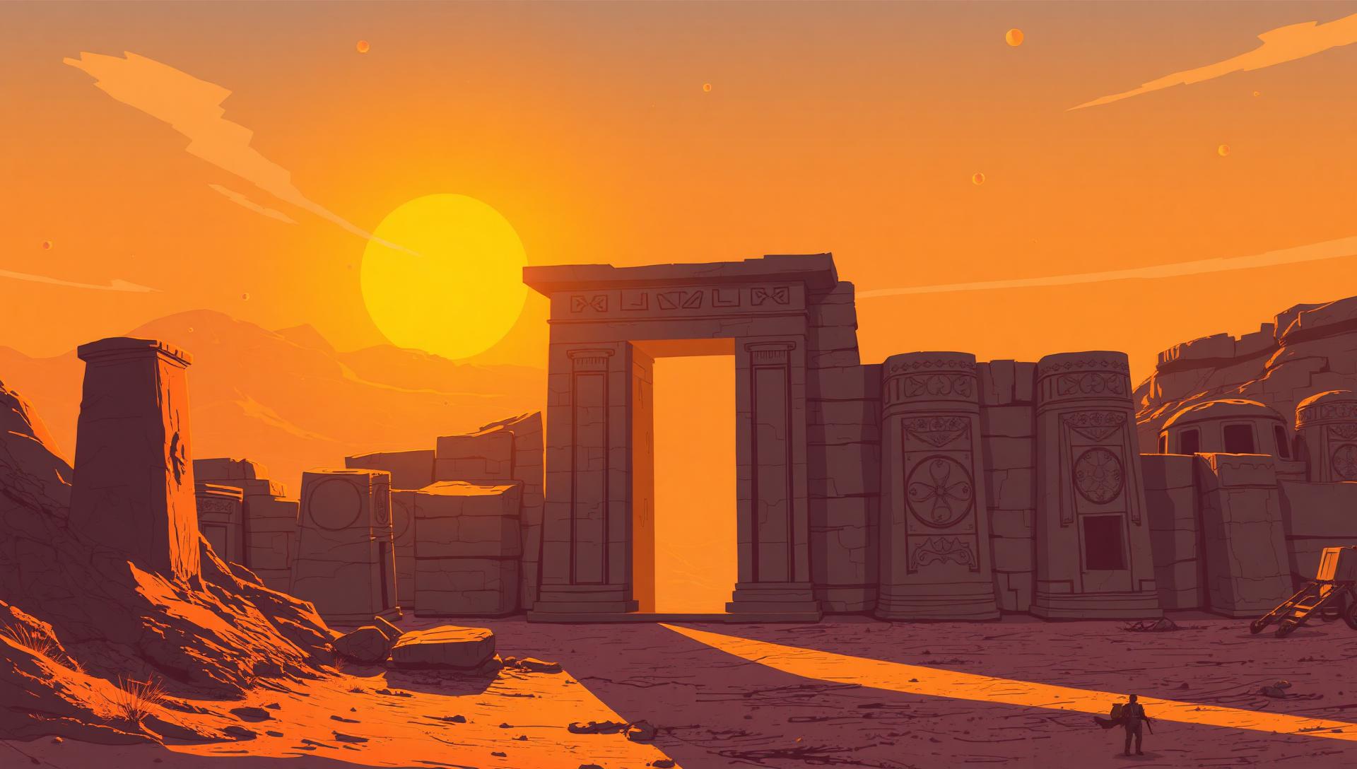 Art — sun-washed desert gate